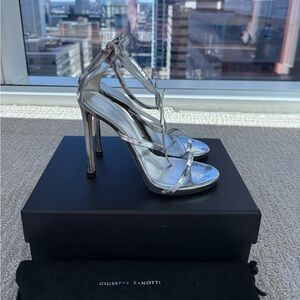 Giuseppe Zanotti Silver Heels Sandals Size: 39 (8)